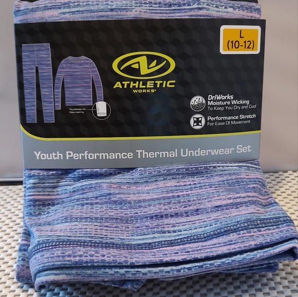 Youth Performance Thermal Underwear Set Athletic Works Girls Purple Pink - Picture 4 of 8